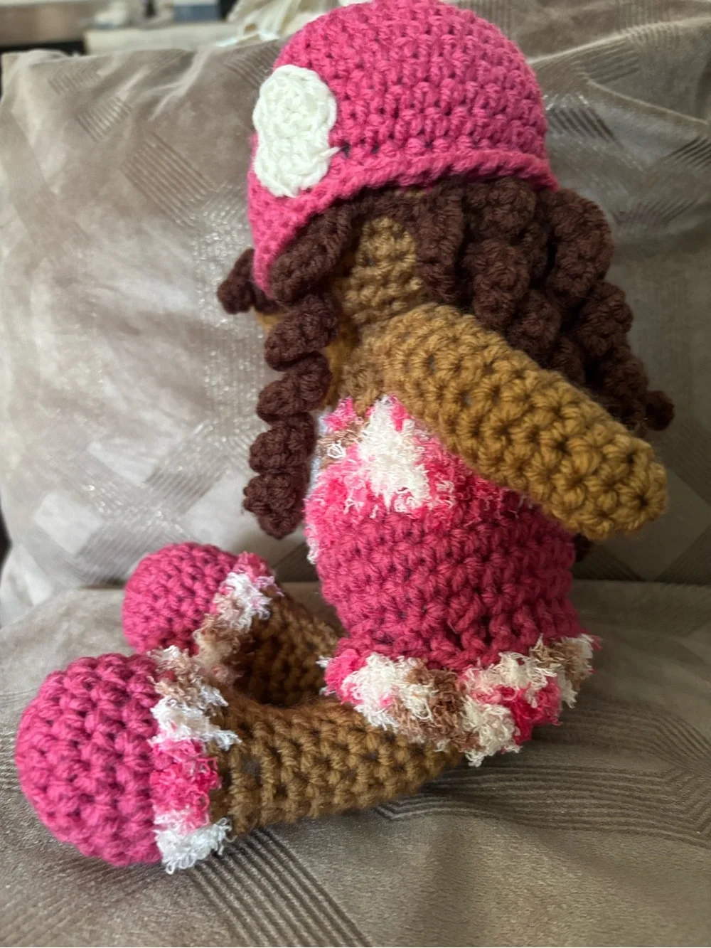 Handmade Pink Crochet Doll Hat & Outfit - Kids 3+